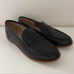 J. Crew Black Leather Ryan Penny Loafers